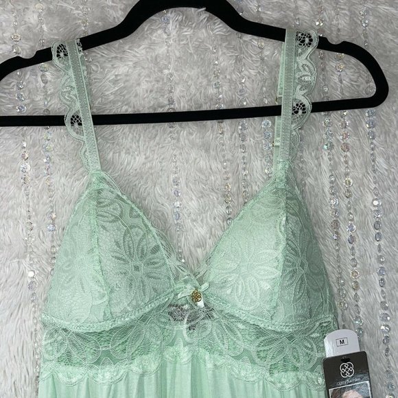 NWT - Daisy Fuentes Lace Chemise Nightie Womens MED Lounge Wear Mint NEW - Picture 2 of 7